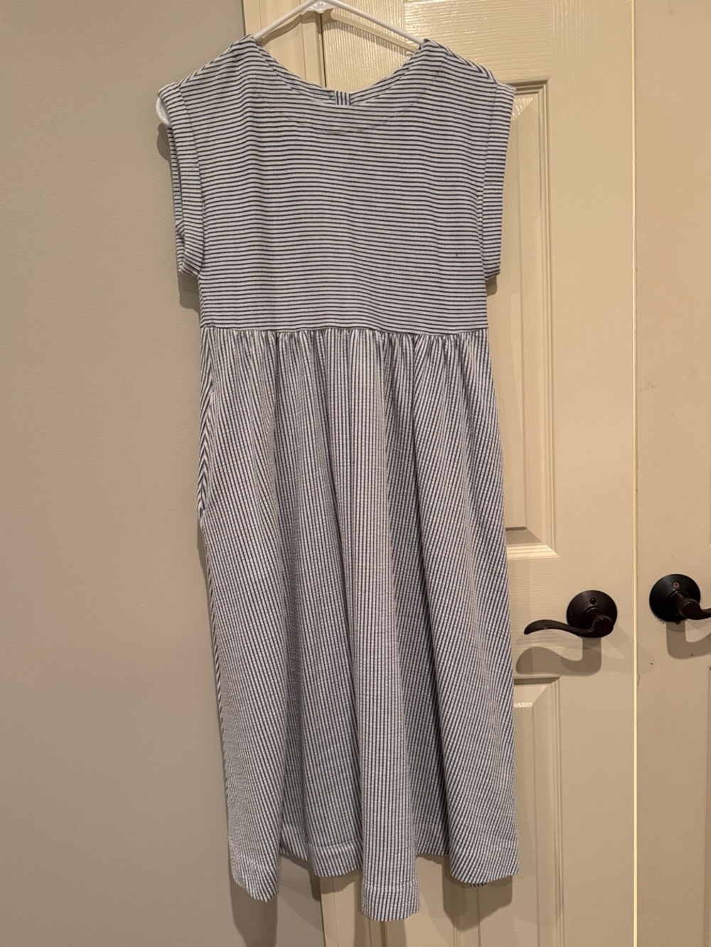 Navy & White Striped Knit Dress
